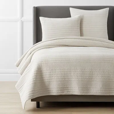 The Company Store Line Stitch Velvet Quilt In Beige/ivory