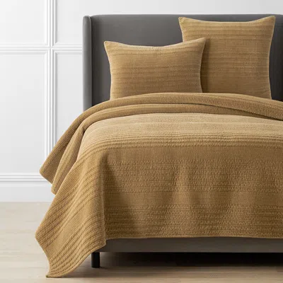 The Company Store Line Stitch Velvet Quilt In Yellow