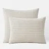 The Company Store Line Stitch Velvet Quilted Sham In Beige/ivory