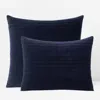 The Company Store Line Stitch Velvet Quilted Sham In Blue