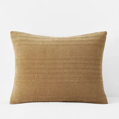The Company Store Line Stitch Velvet Quilted Sham In Yellow