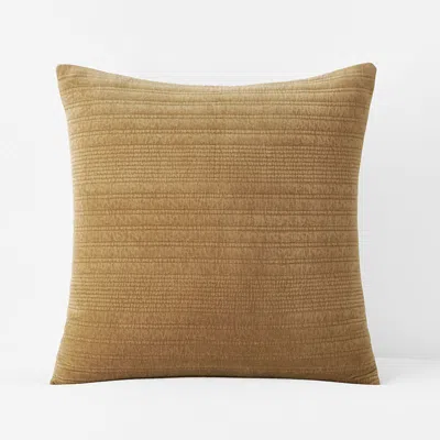 The Company Store Line Stitch Velvet Quilted Sham In Yellow