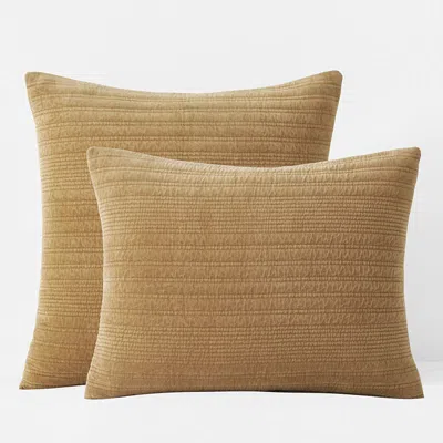 The Company Store Line Stitch Velvet Quilted Sham In Yellow