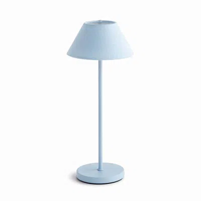 The Company Store Linen Shade Rechargeable Cordless Lamp In Blue