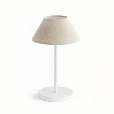 The Company Store Linen Shade Rechargeable Cordless Lamp In White