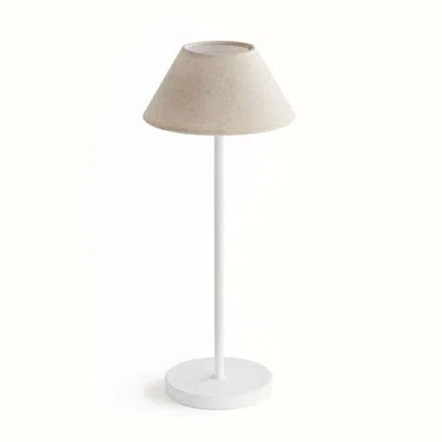 The Company Store Linen Shade Rechargeable Cordless Lamp In White