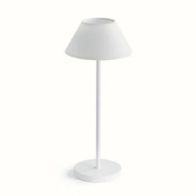 The Company Store Linen Shade Rechargeable Cordless Lamp In White