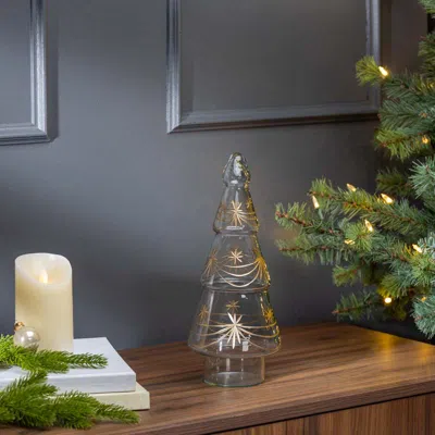 The Company Store Luxe Glass Gold Etched Trees, Small In Transparent