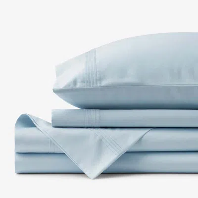 The Company Store Luxe Smooth Egyptian Cotton Sateen Bed Sheet Set In Sky Blue