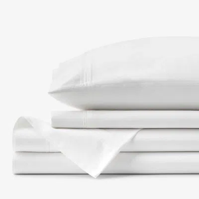 The Company Store Luxe Smooth Egyptian Cotton Sateen Bed Sheet Set In White