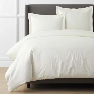 The Company Store Luxe Smooth Egyptian Cotton Sateen Duvet Cover In Ivory