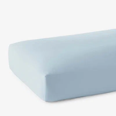 The Company Store Luxe Smooth Egyptian Cotton Sateen Fitted Bed Sheet In Sky Blue