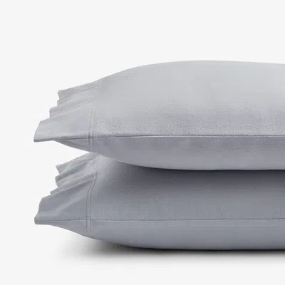 The Company Store Luxe Ultra-cozy Cotton Flannel Pillowcase Set In Gray