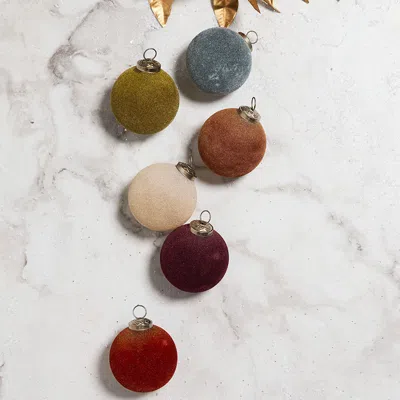 The Company Store Luxe Velvet Ornaments, Set Of 6, Glass |  In Multi