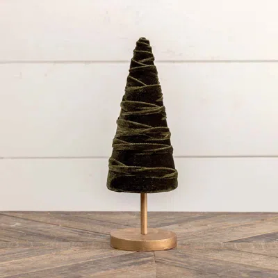 The Company Store Luxe Velvet Ribbon Trees, Large In Green