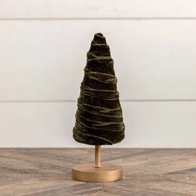 The Company Store Luxe Velvet Ribbon Trees, Medium In Green