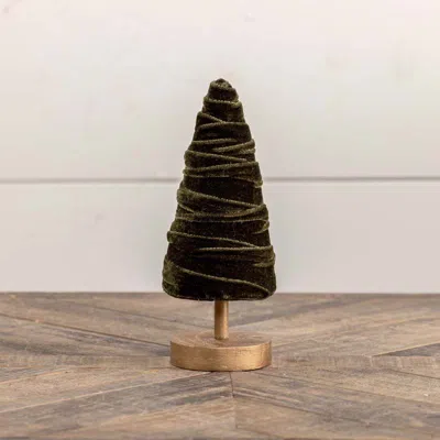 The Company Store Luxe Velvet Ribbon Trees, Small In Green