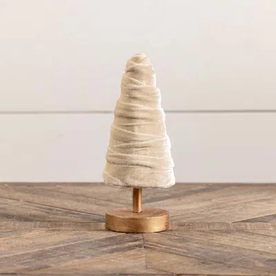 The Company Store Luxe Velvet Ribbon Trees, Small In White