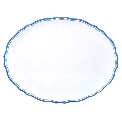 The Company Store Maison Melamine Oval Serving Platter In Blue/white