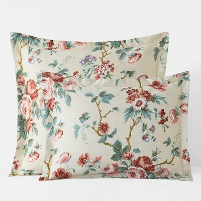 The Company Store Manali Reversible Premium Smooth Sateen Sham In Beige/green/red