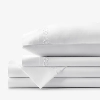 The Company Store Marcella Premium Smooth Egyptian Cotton Sateen Bed Sheet Set In White