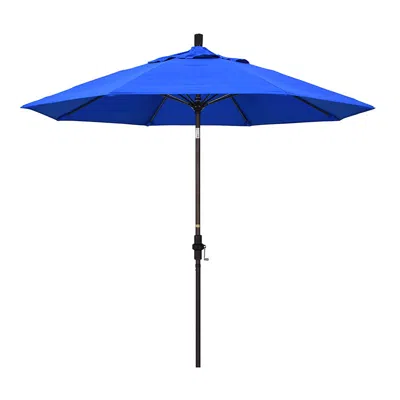 The Company Store Market Umbrella With Crank Lift In Pacific Blue