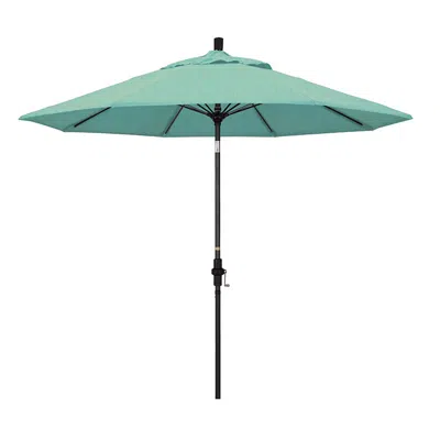 The Company Store Market Umbrella With Crank Lift In Teal/turquoise Blue
