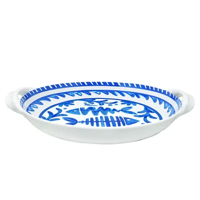 The Company Store Mediterraneo Melamine Two Handled Serving Bowl In Blue