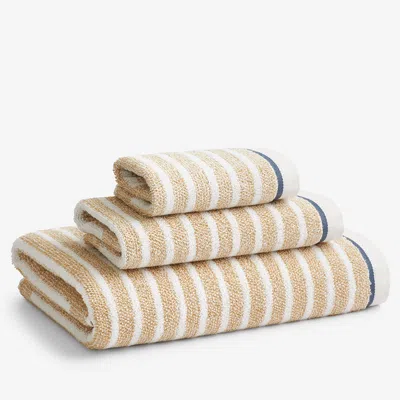 The Company Store Mélange Stripe Reversible Cotton Bath Sheet In Beige/orange/coral