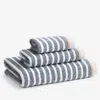 The Company Store Mélange Stripe Reversible Cotton Bath Towel In Blue/gray