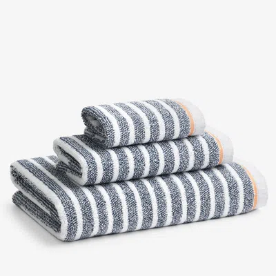 The Company Store Mélange Stripe Reversible Cotton Bath Towel In Blue/gray
