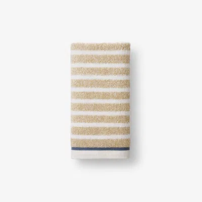 The Company Store Mélange Stripe Reversible Cotton Hand Towel In Beige/orange/coral
