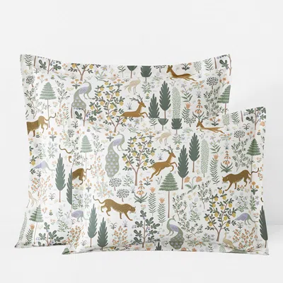 The Company Store Menagerie Classic Smooth Sateen Sham In Green/ivory