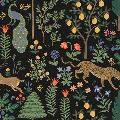 The Company Store Menagerie Removable Wallpaper In Black/green