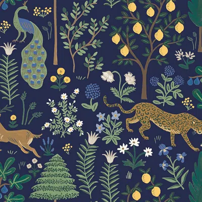 The Company Store Menagerie Removable Wallpaper In Blue/navy