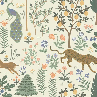 The Company Store Menagerie Removable Wallpaper In Green/ivory