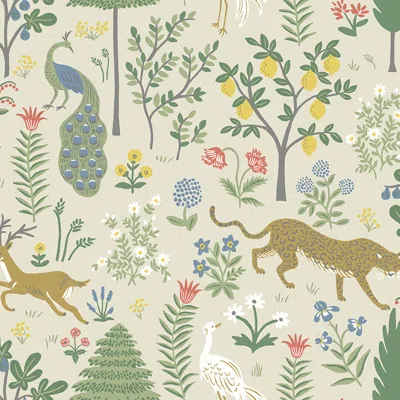 The Company Store Menagerie Traditional Wallpaper In Beige/green