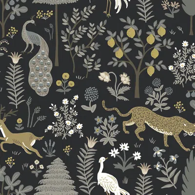 The Company Store Menagerie Traditional Wallpaper In Black