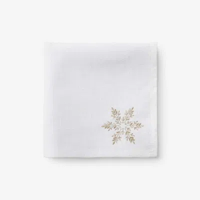The Company Store Metallic Napkins, Set Of 4 In White