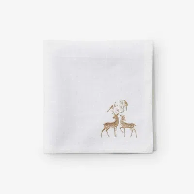 The Company Store Metallic Napkins, Set Of 4 In White