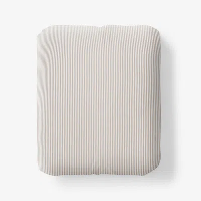 The Company Store Mini-check, Windowpane & Stripe Classic Cool Yarn-dyed Cotton Percale Fitted Bed Sheet In Beige