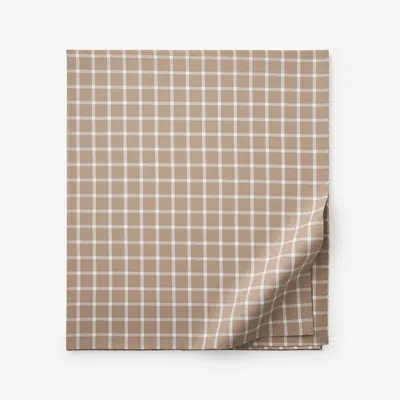 The Company Store Classic Stripes And Plaids Cool Yarn-dyed Cotton Percale Flat Bed Sheet In Beige/brown