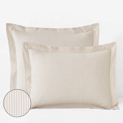 The Company Store Classic Stripes And Plaids Cool Yarn-dyed Cotton Percale Sham In Beige