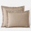 The Company Store Classic Stripes And Plaids Cool Yarn-dyed Cotton Percale Sham In Beige/brown