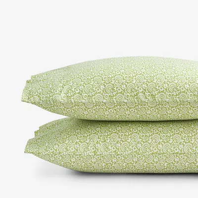 The Company Store Mini Garden Classic Cool Cotton Percale Pillowcase Set In Green