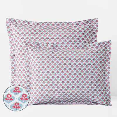 The Company Store Mini Garden Classic Cool Cotton Percale Sham In Blue/pink