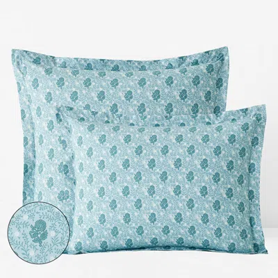 The Company Store Mini Garden Classic Cool Cotton Percale Sham In Blue/teal/turquoise