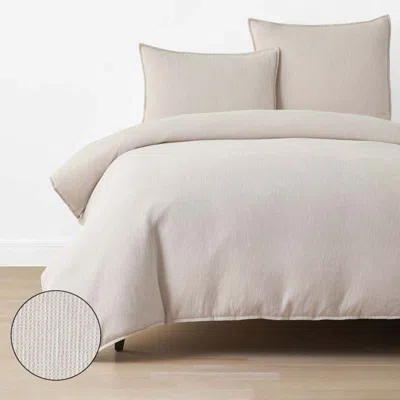 The Company Store Mini Waffle Duvet Cover In Beige/ivory