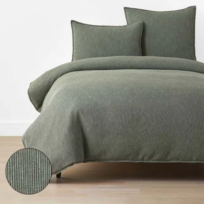 The Company Store Mini Waffle Duvet Cover In Green