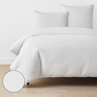 The Company Store Mini Waffle Duvet Cover In White